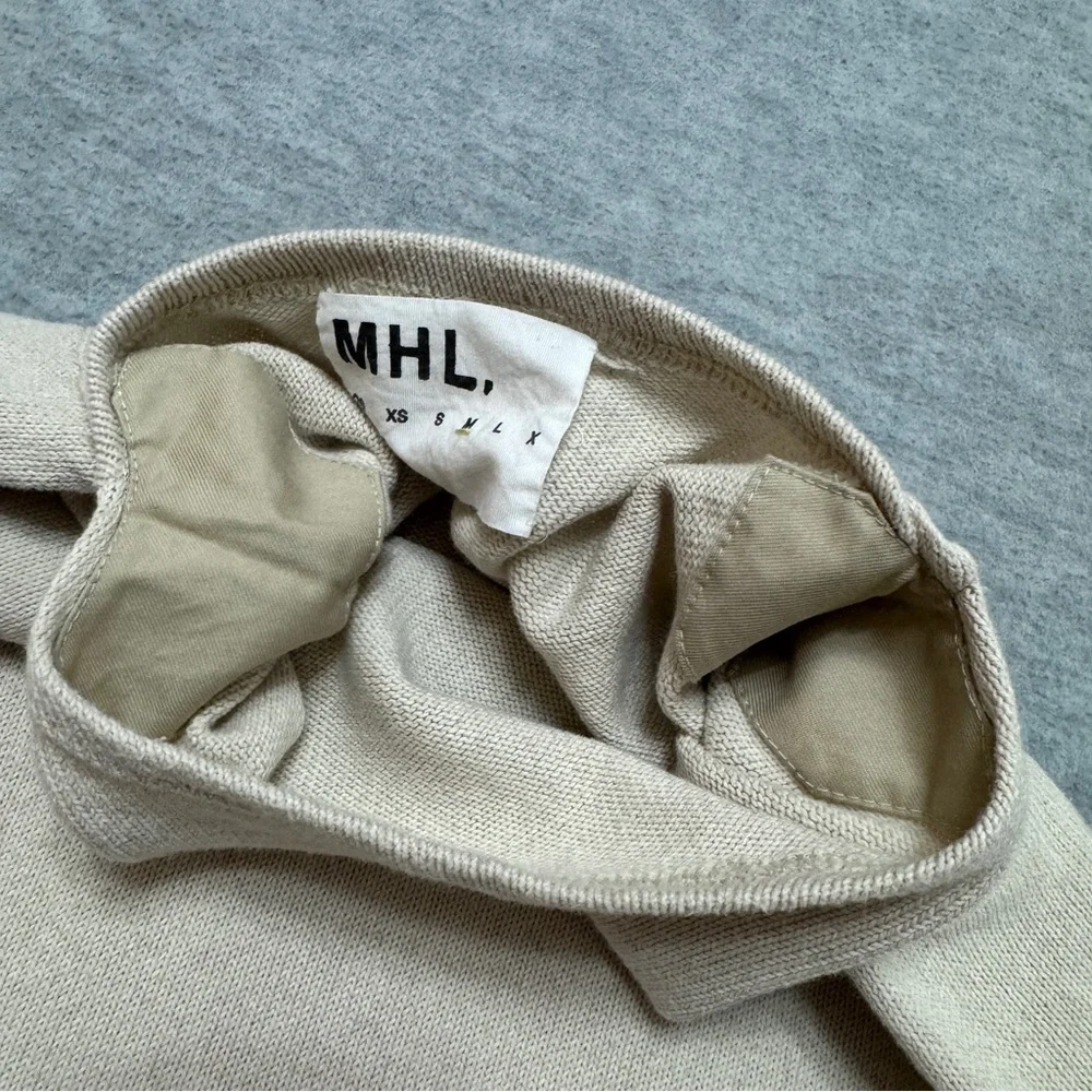 Margaret Howell MHL sz M Womens Sweater Crew Knit Cotton Linen in Natural - Picture 6 of 8